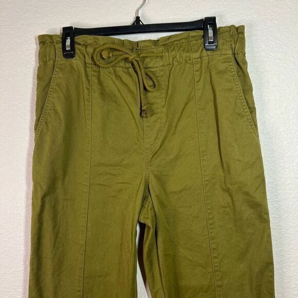 Loft Women's Tapered Pants Pull On Drawcord Pocket Stretch Olive Green Medium - Picture 3 of 9